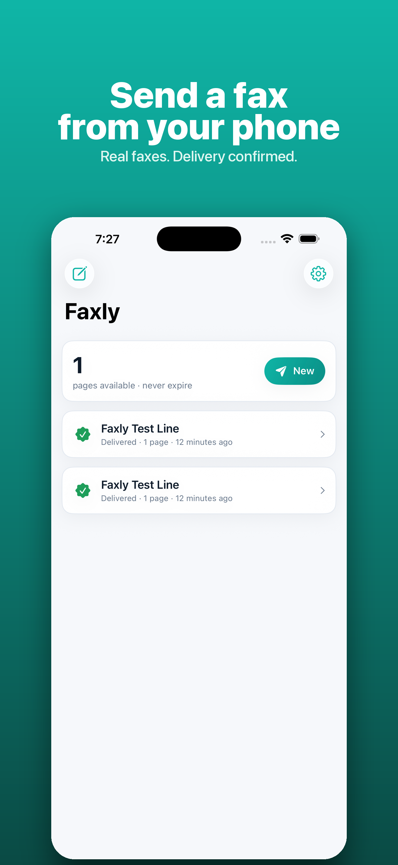 Faxly screenshot: 01 faxly