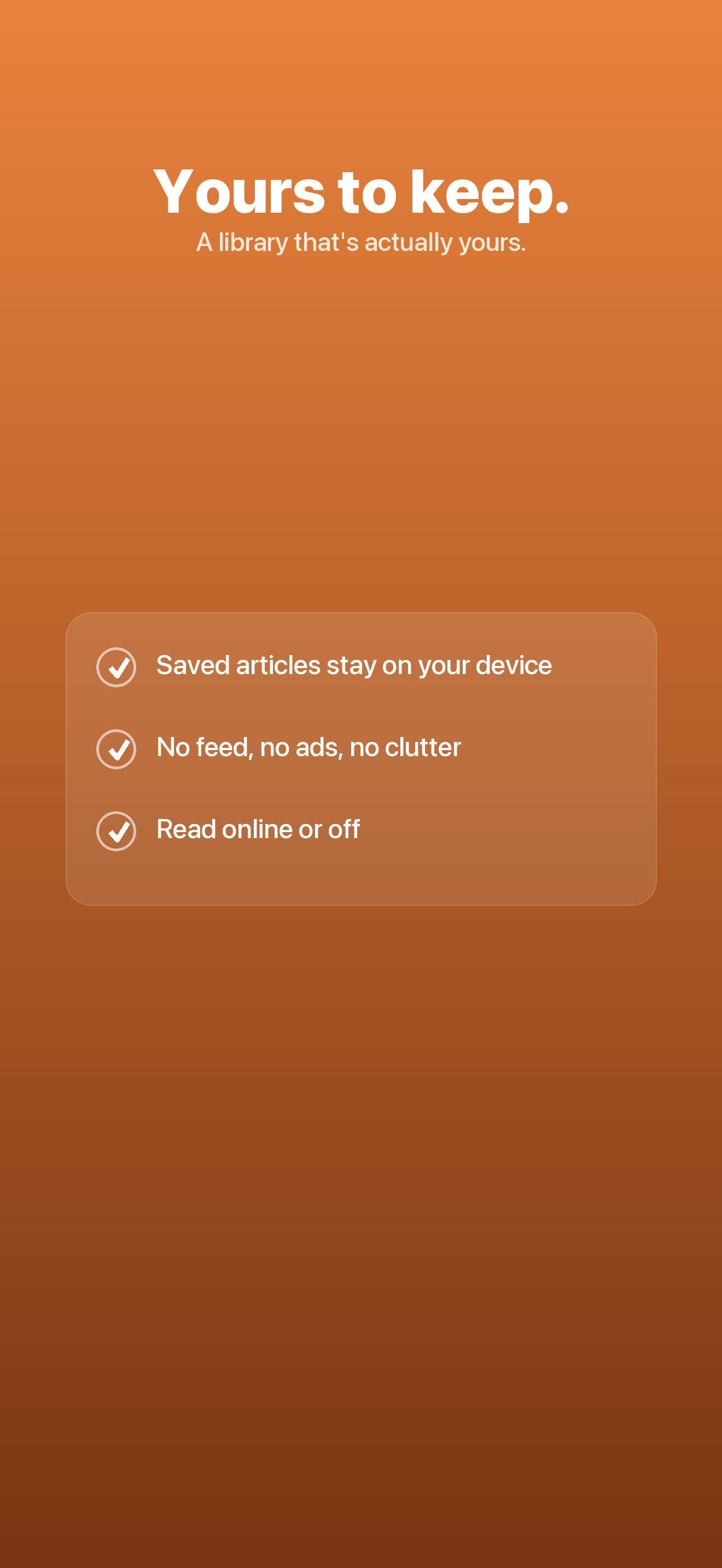Harbor — private, on-device, yours to keep