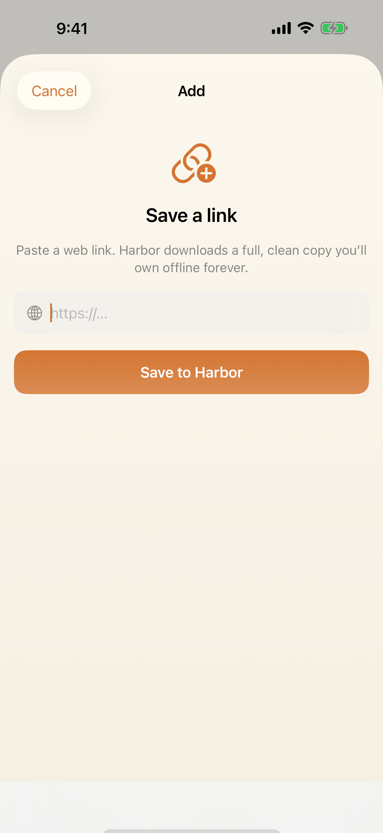 Harbor screenshot: 05 AddLink