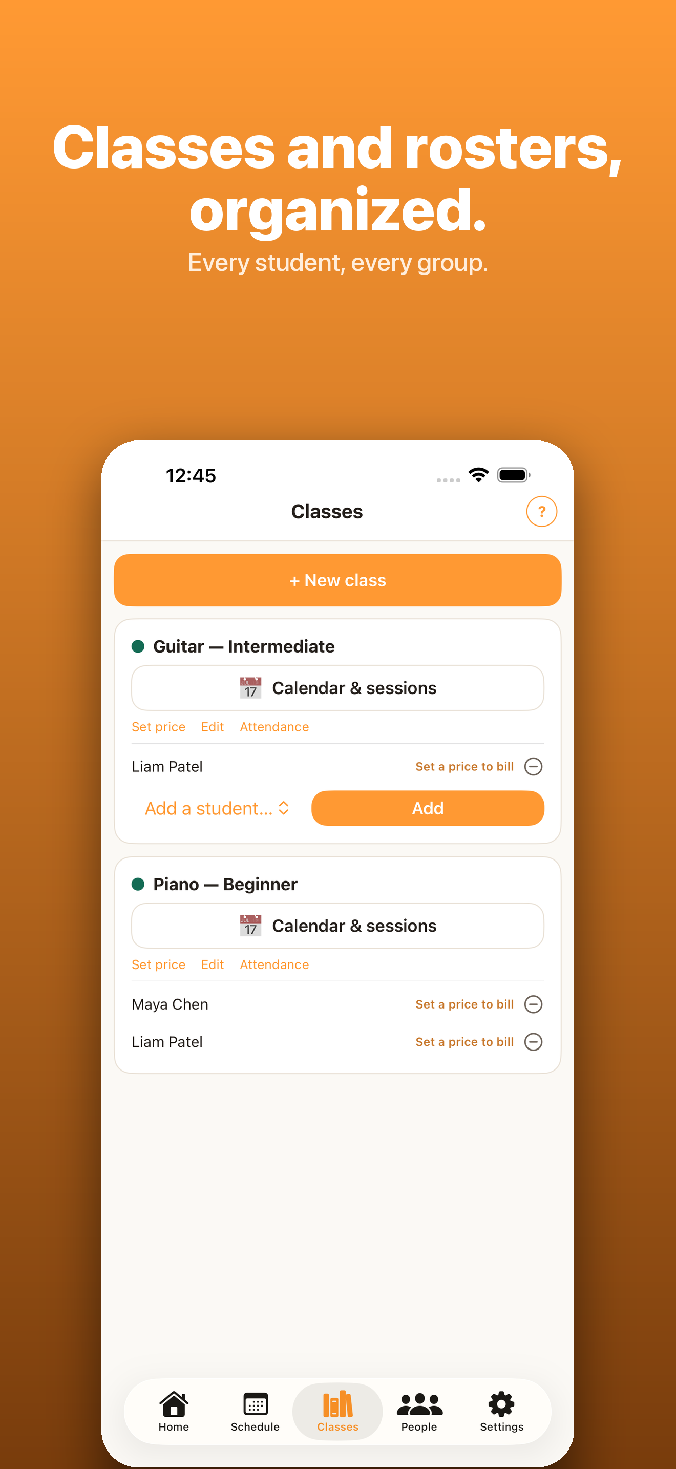 Lernhive screenshot: 02 classes