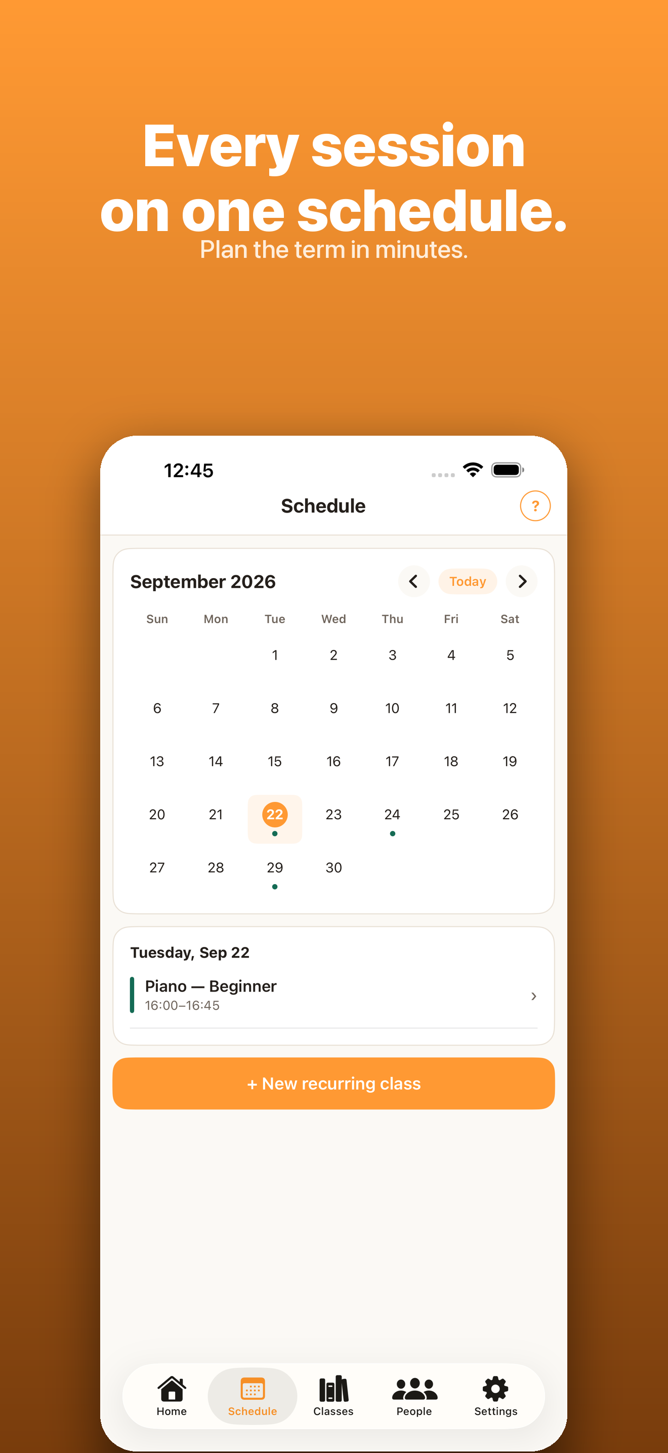 Lernhive screenshot: 03 schedule