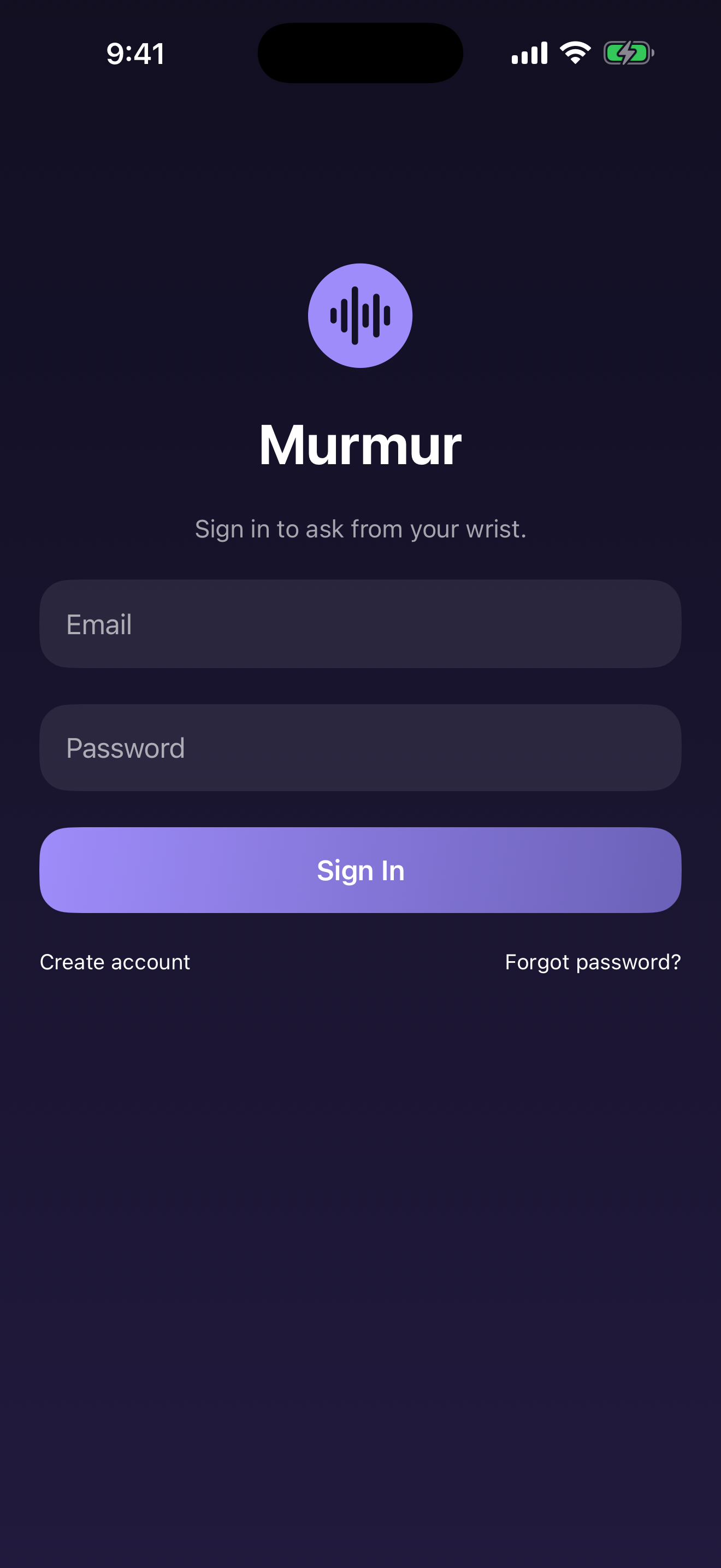 Murmur screenshot: 04 signin