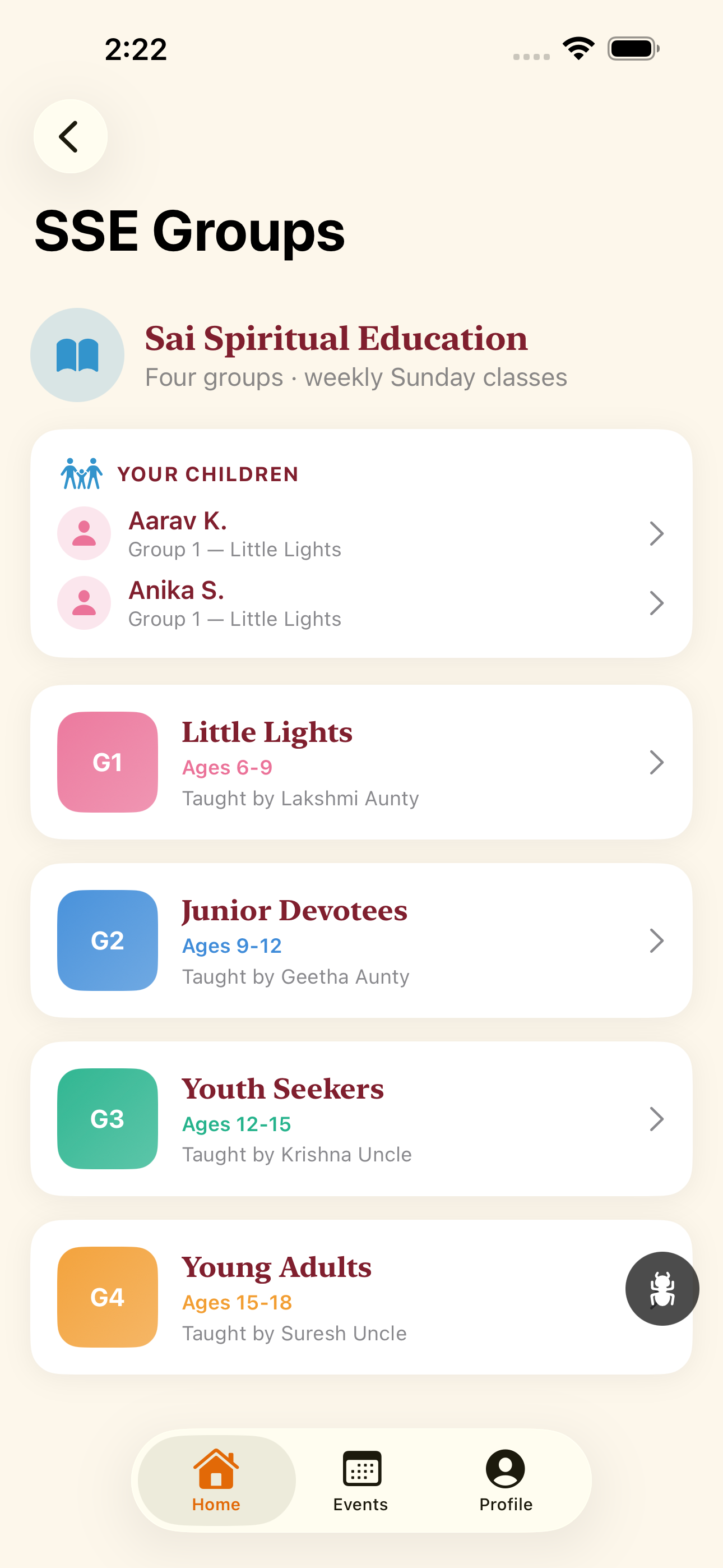 NB SAI Center screenshot: 05 sse groups