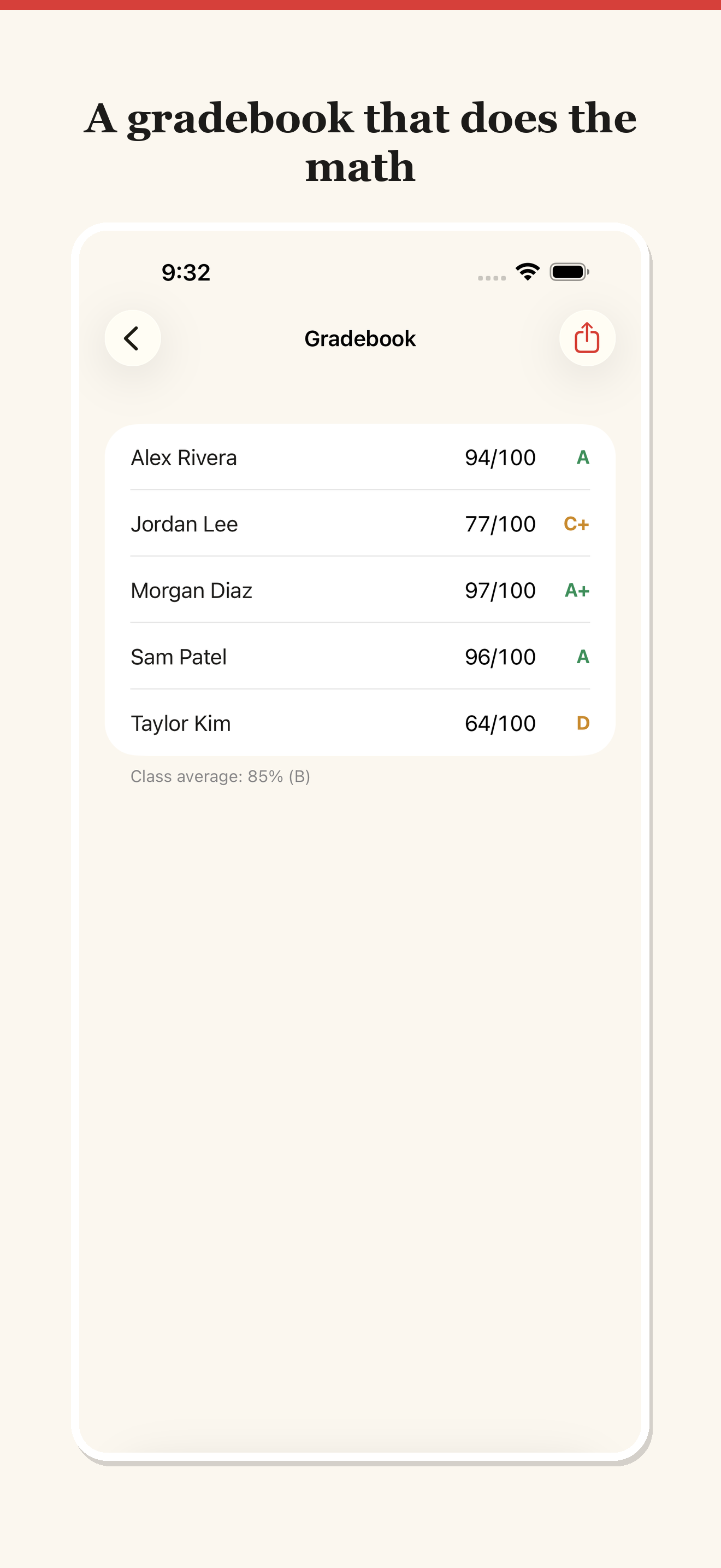 Penmark — award points per criterion and auto-sum the score