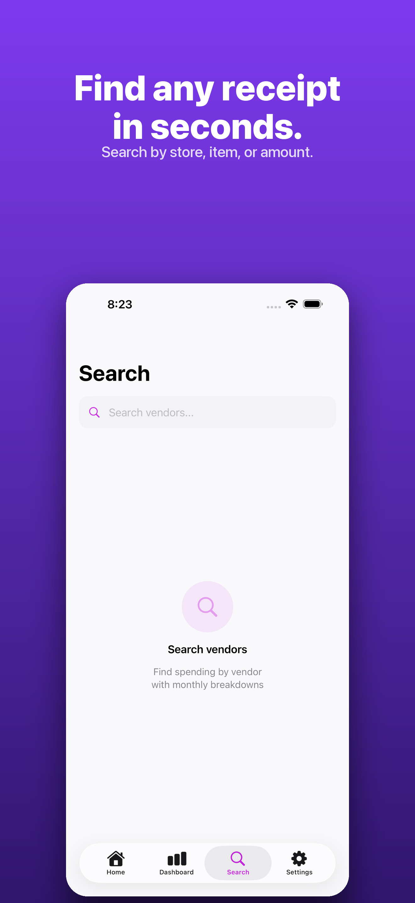 ReceiptVault — full-text search across every receipt