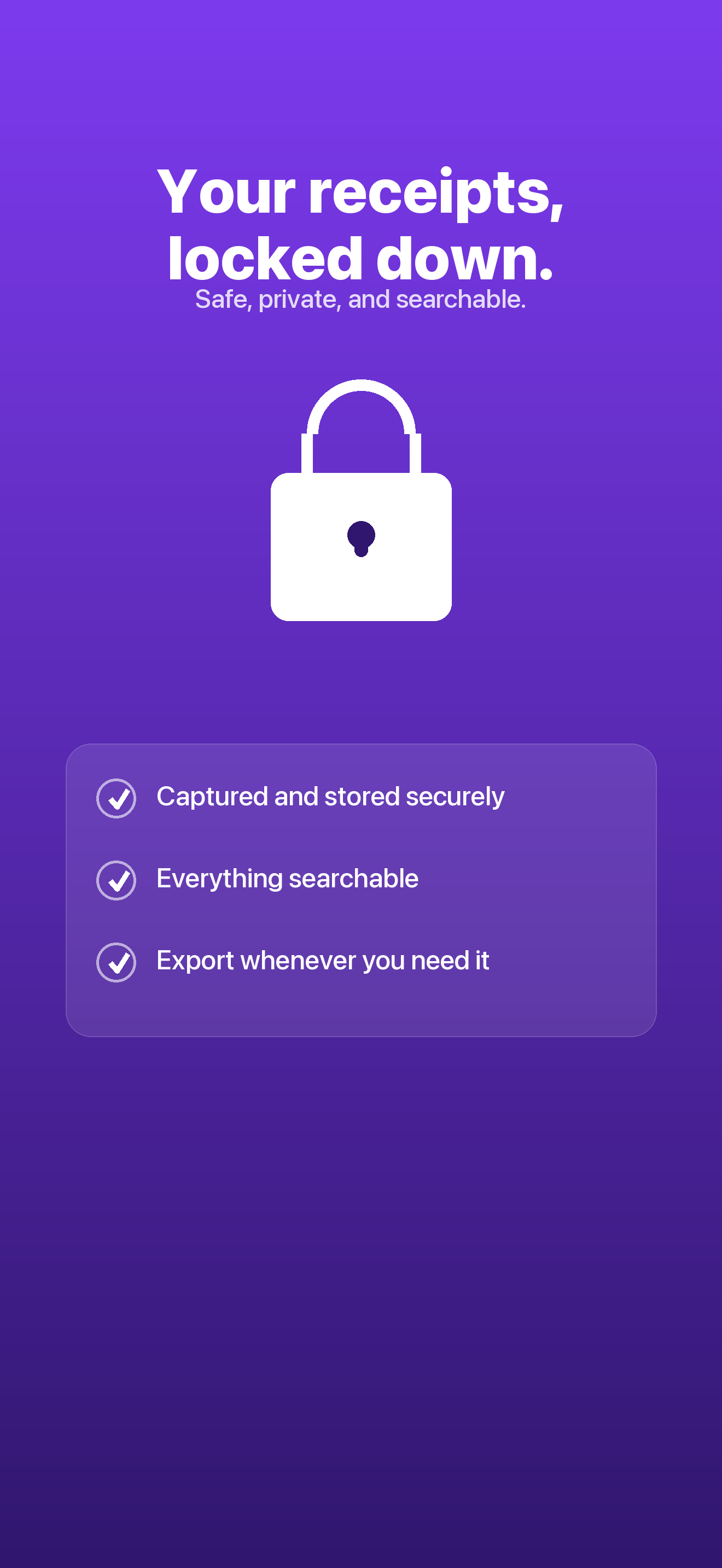 ReceiptVault — Face ID lock and encrypted, private storage