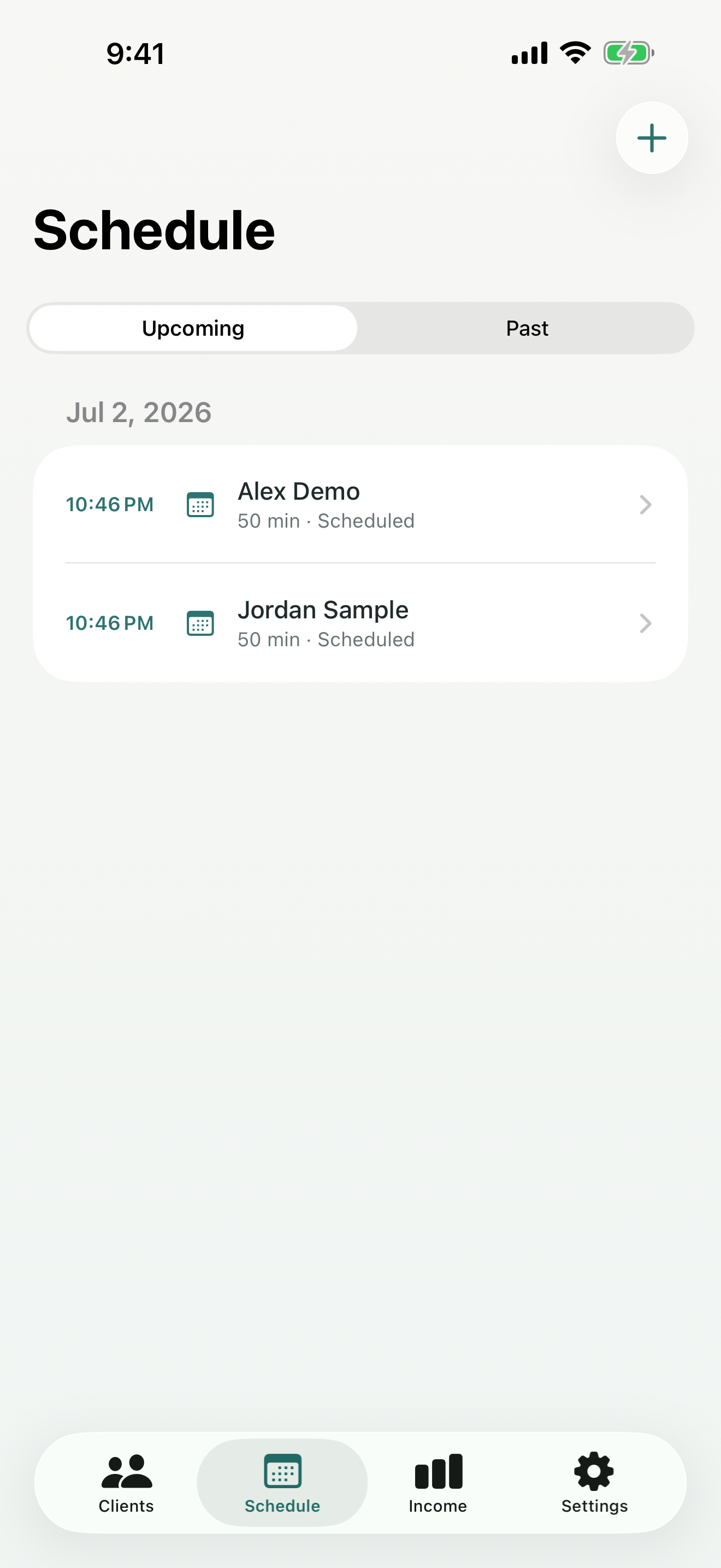 Solenote screenshot: 03 Schedule