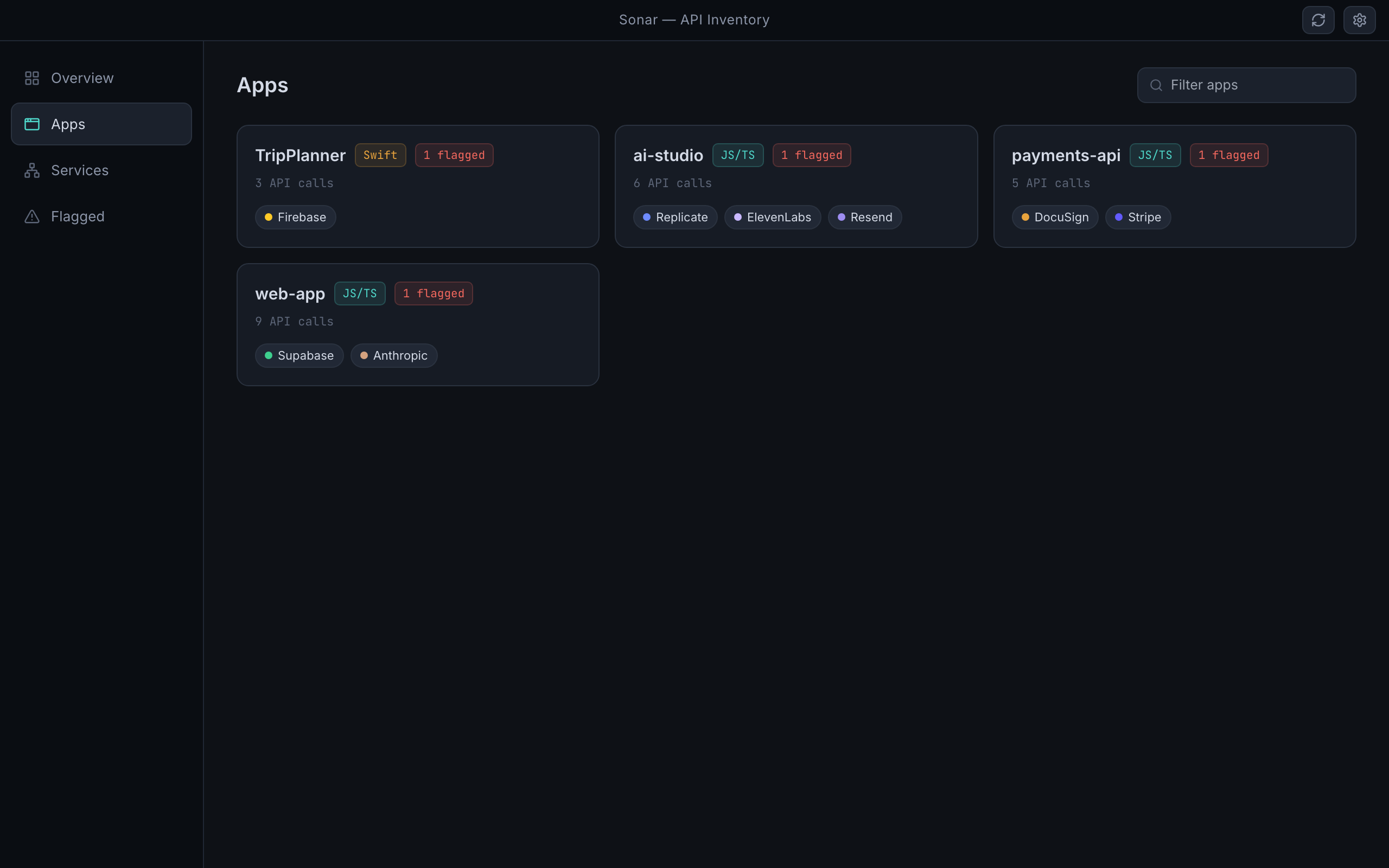 Sonar screenshot: 03 apps