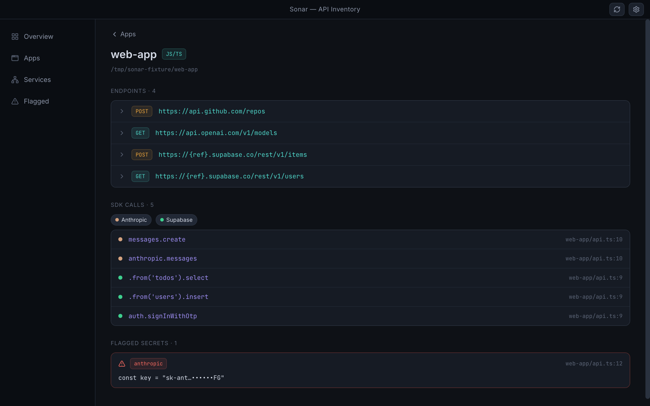 Sonar screenshot: 04 app detail